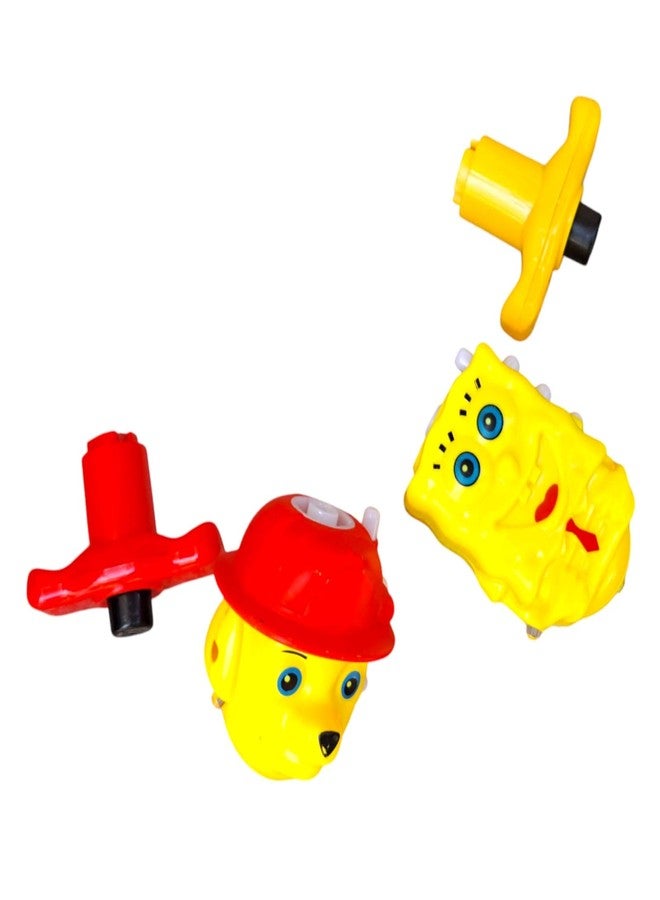 JNiL Spinning Top with Luminous LED Light, Music and Laser Magic Latto Gyro Toys Flashing Plastic Top Toy for Kids Party Birthday Gift (Pack of 2) (Yellow-Red) - Image 3